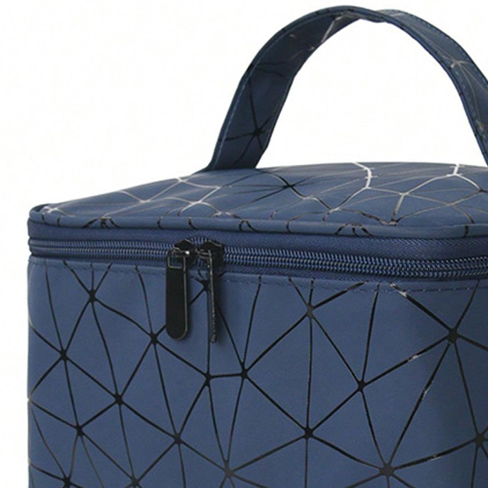 Estuche Organizador de de Uñas, Caja de Almacenamiento Portátil con Asa, 2 Niveles, para Artículos de Arte Y Manualidades Y Belleza, Azul Oscuro, Individual