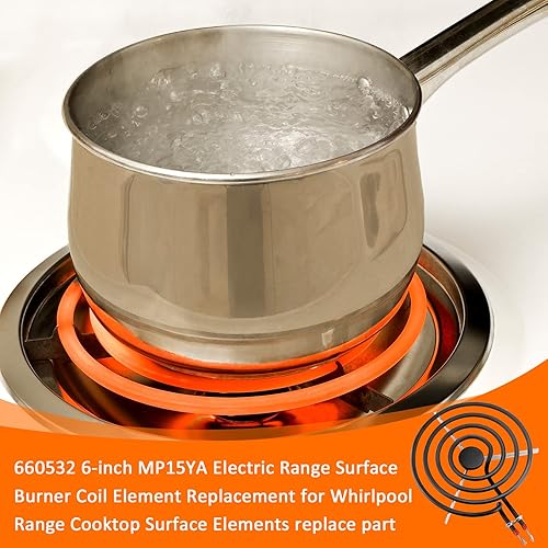 Miniatura 7 de Romalon 660532 6 pulgadas MP15YA Electric Range Surface Burner Coil Element 1500W 4 vueltas por Romalon Fit para Whirlpool Range Elementos de