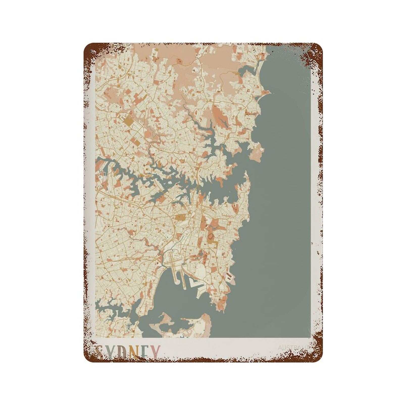 xiaoxiaoshen Sydney Map City of Travel Australia Boho Wall Decor Art Metal Tin Poster Modern Home Decor Art Home Bar Shop Decorations Vintage Sign 40x30cm