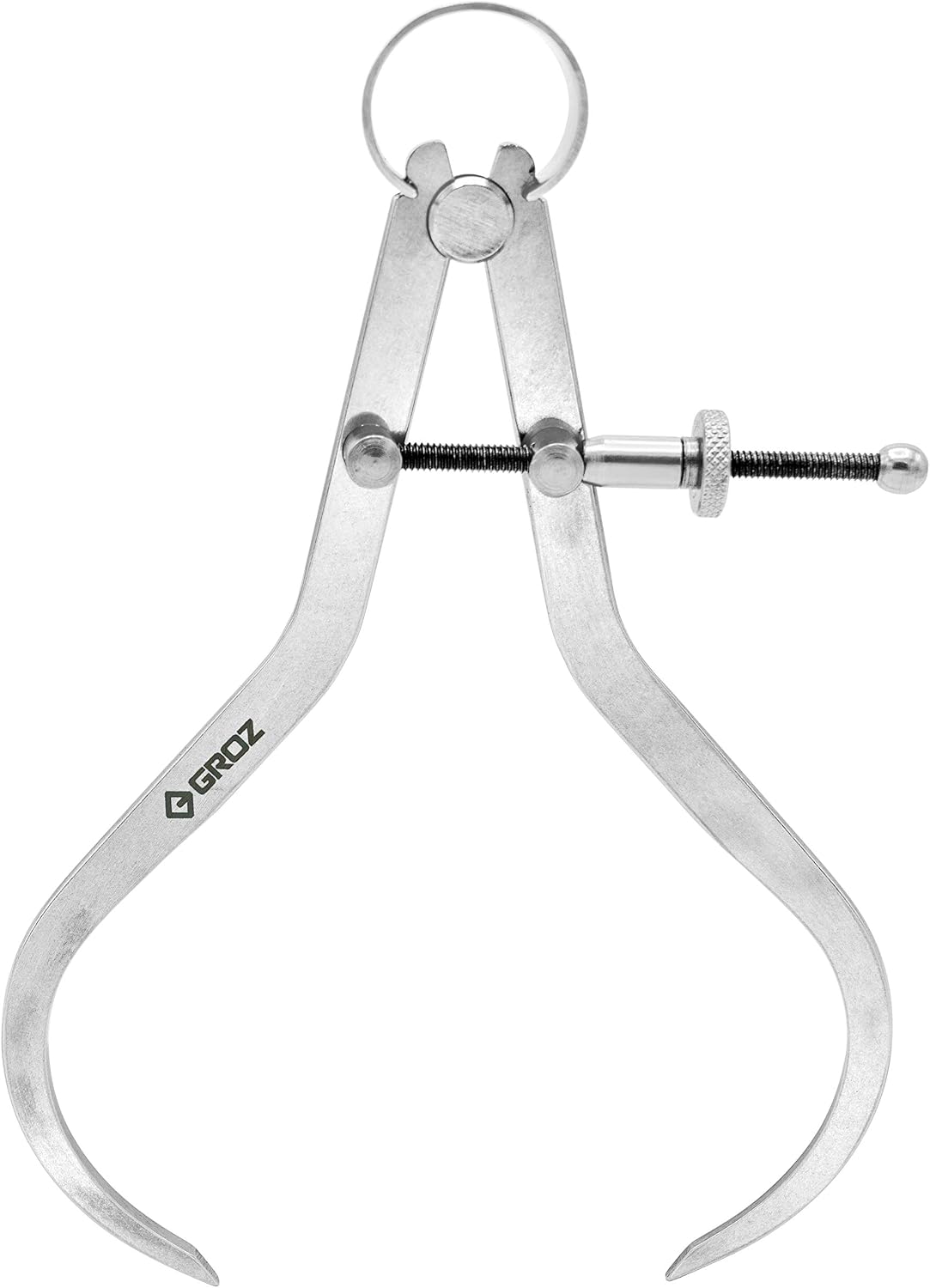 Groz 01412 6" Spring Outside Caliper, Matte Finish, with Solid Nut