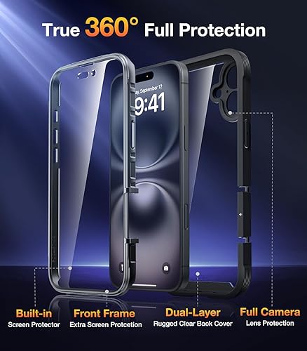 Miniatura 265 de Diaclara - Funda diseñada para iPhone 14 Pro Max, resistente, de cuerpo completo, con protector de pantalla sensible al tacto y antiarañazos + Blanco