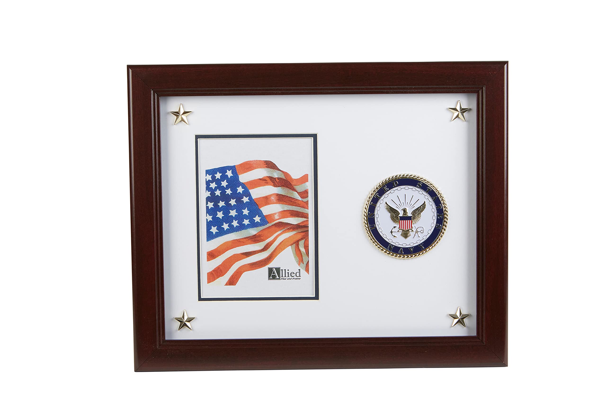 Allied Frame U.S. Navy Picture Frame with Medallion and Stars - 5 x 7 inch