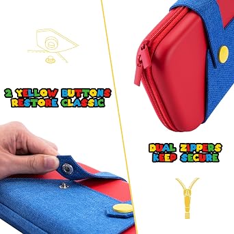 Switch 2 Case Compatible with Switch 2 2025, Cute Portable Switch Carry Case with 10 Game Cartridge Holders, FunCase Travel Switch Carrying Case Pouch for Switch Console and Accessories - Red Blue
