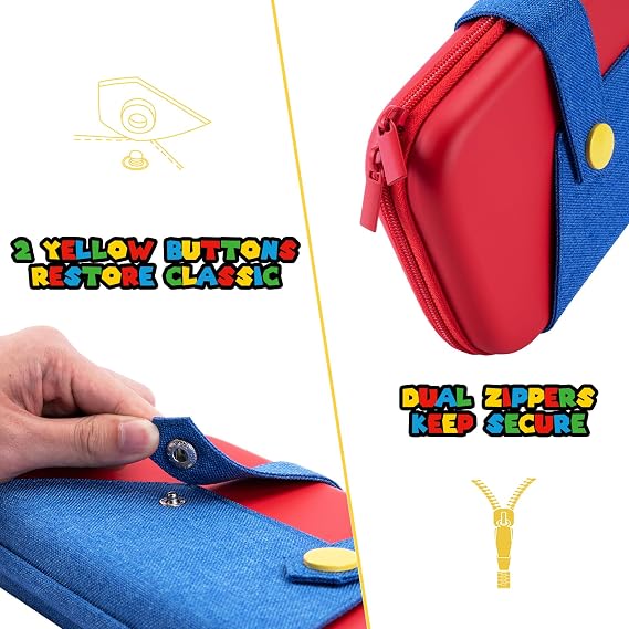 Switch 2 Case Compatible with Switch 2 2025, Cute Portable Switch Carry Case with 10 Game Cartridge Holders, FunCase Travel Switch Carrying Case Pouch for Switch Console and Accessories - Red Blue