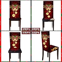 Vista 5 de Funda protectora para silla de Navidad, elástica, extraíble, lavable, funda protectora de asiento de Navidad, para el hogar, hotel, comedor