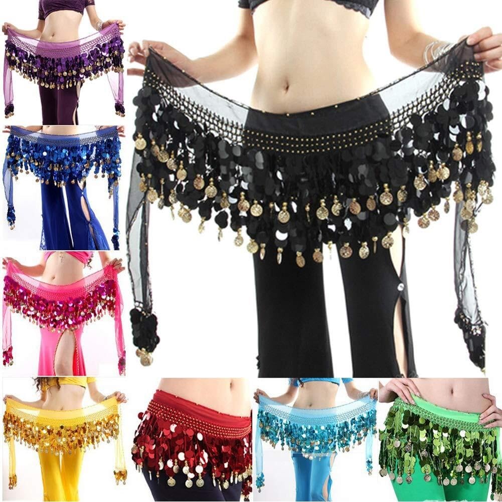 Gonna di danza del ventre con paillettes in lega chiffon