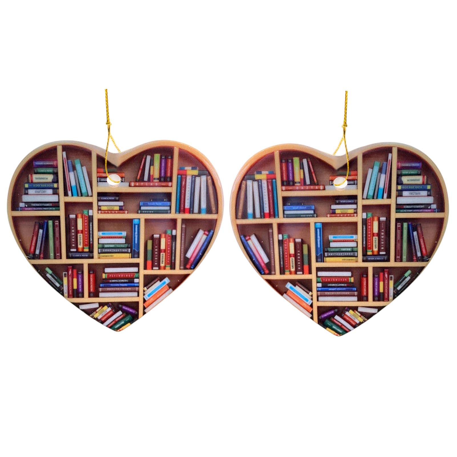 Ornamenti per albero di Natale, ciondolo a forma di libro, ornamenti natalizi | Ornamento per biblioteca 2D acrilico, decorazione per la casa, ornamenti per albero di Natale, ciondolo per libreria