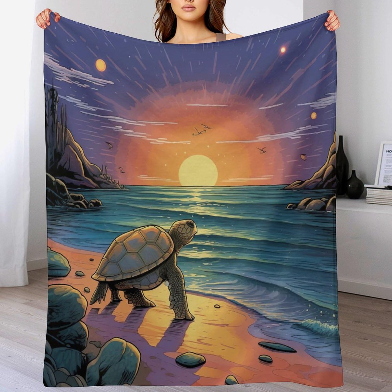 Couverture de animal tortue en flannel polaire ultra moelleuse et chaude pour chambre