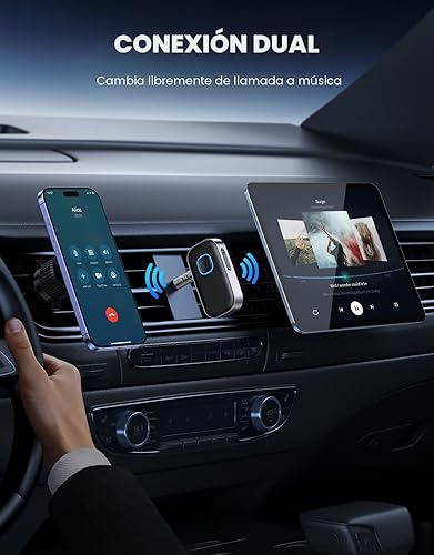 Vista 5 de COMSOON - Receptor Bluetooth 5.0 para auto, adaptador de auxiliar con cancelación de ruido, receptor de música para estéreo, audífonos con cable