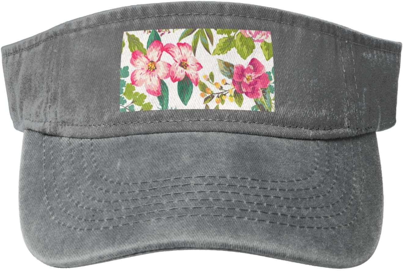 Hibiscus Flowers Print Sport Sun Visor Hats Cotton Ball Caps Empty Top Baseball Sun Cap for Men Women
