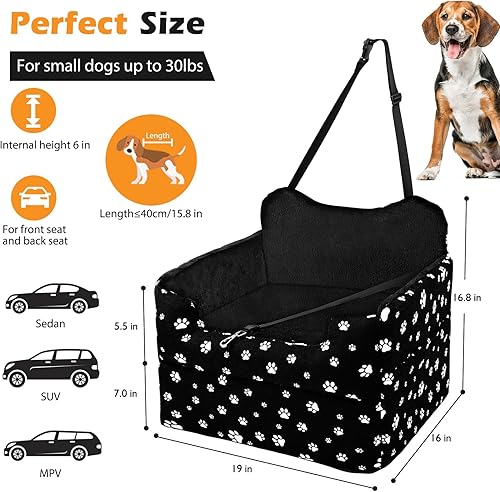 Miniatura 2 de Cullaby Asiento de coche para perros pequeños y medianos, asiento elevador de hasta 30 libras, cómodo asiento de automóvil para mascotas para