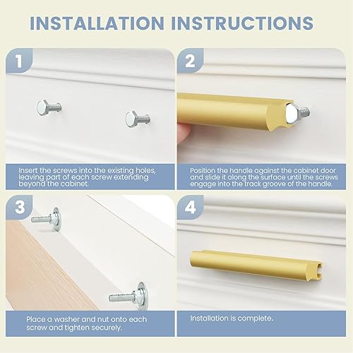 Miniatura 7 de Paquete de 10 tiradores ajustables de latón cepillado para gabinetes y cajones, centros de agujeros ajustables de 2 pulgadas a 8 pulgadas