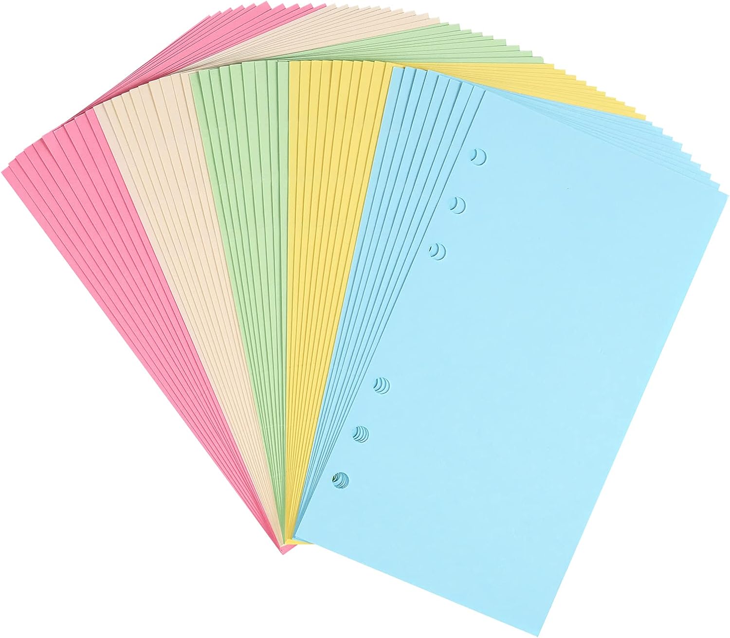 A6 Blank Colorful Refill Paper, 6Hole Punched Inserts for 6 Ring