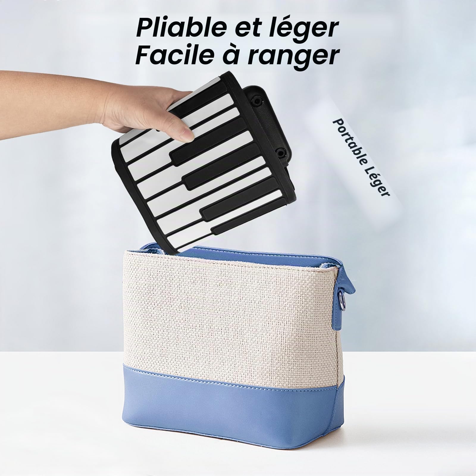 Btuty 88 Touches Clavier Piano Électronique Pliable Silicone Environnemental Studio À La Maison Professionnel Sans Haut-parleur