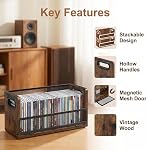 CD Storage Rack with Magnetic Door - Holds 38 Full Case CDs, Multi-Tier Desktop & Closet Display Stand for Video Games, Papers, Cards