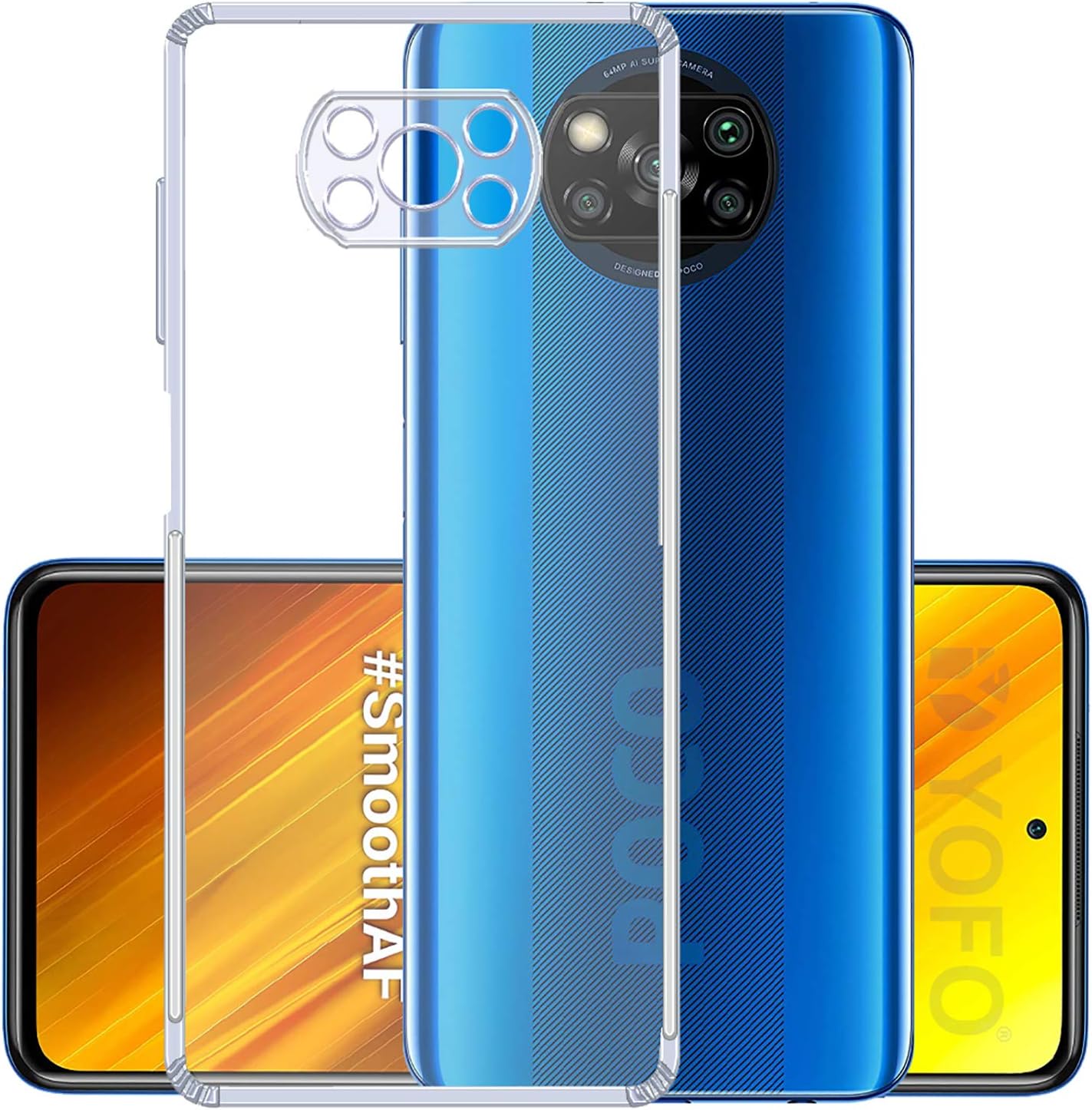 YOFO Back Cover for Poco X3 / X3 Pro (Silicone | Transparent | Solid)