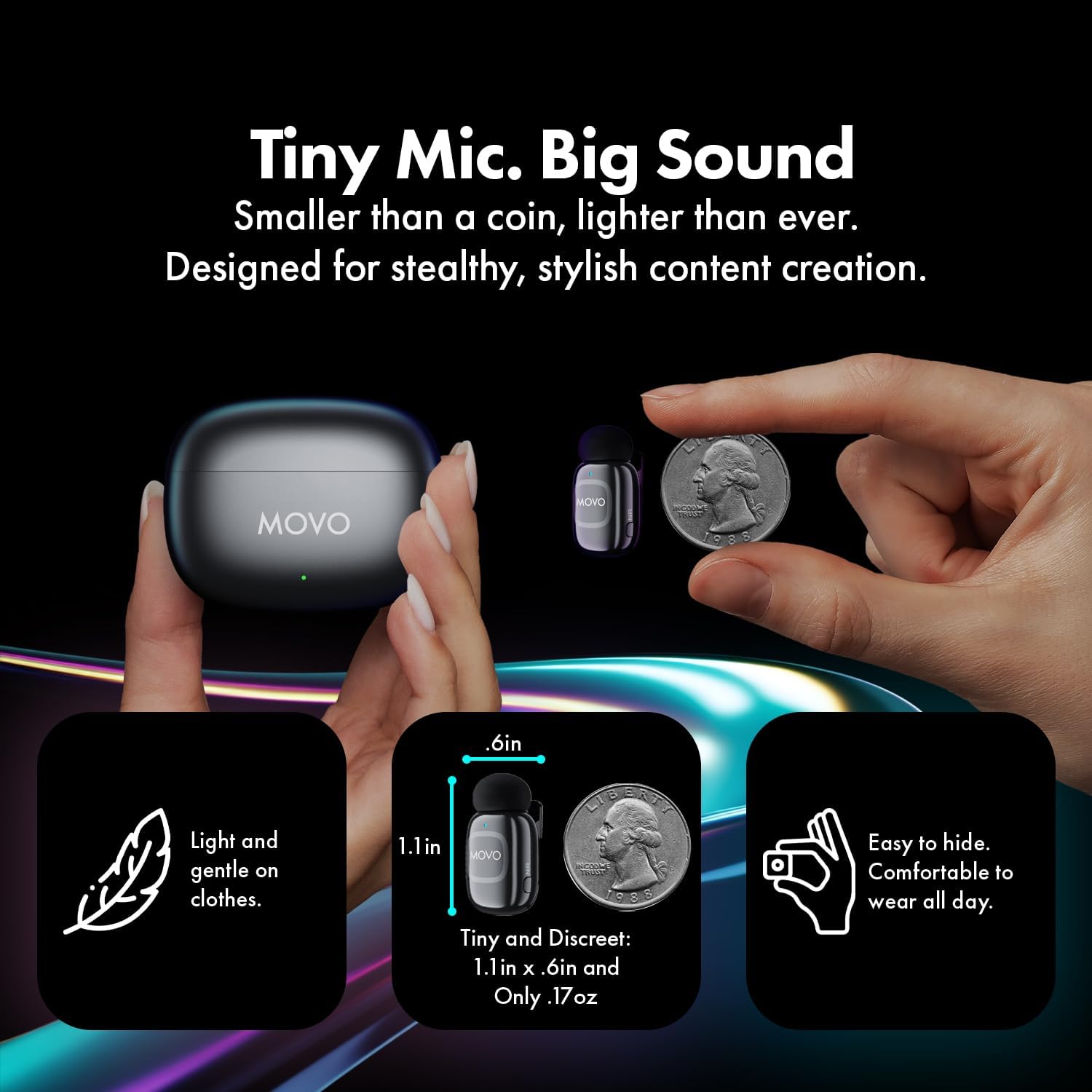 Movo NanoMic Dual Lightning Wireless Microphone for iPhone 14 and Below– Lavalier Mic for iPhone, Great for Vlogging, TikTok, Content Creation