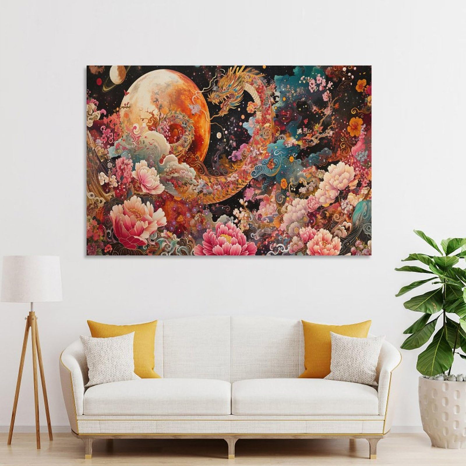 Junmoney Unframe-Style-16 Canvas Wall Picture Fantasy Dragon Galaxy Art Print, 12X18inch(30X45cm), For Bedroom, Lounge Or Dressing Area, Stylish Decor For A Restful Room Update