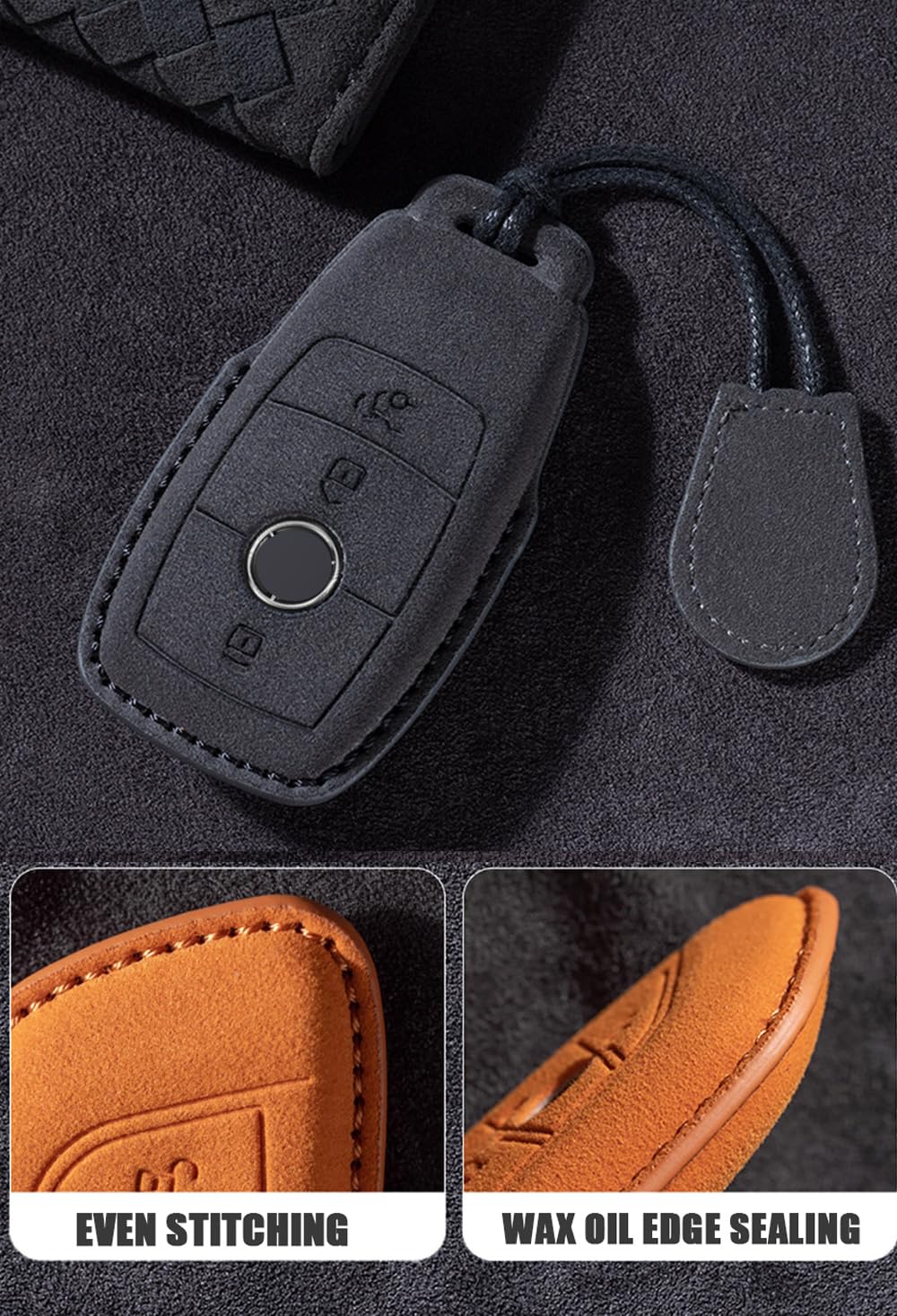 ontto Etui na kluczyki samochodowe pasuje do Mercedes 2020-2025 klasy S G E C W214 S214 X254 GLC EQE EQS 300 350 450 500 560 580 AMG Pokrowiec na kluczyk z breloczkiem Akcesoria samochodowe - kolor