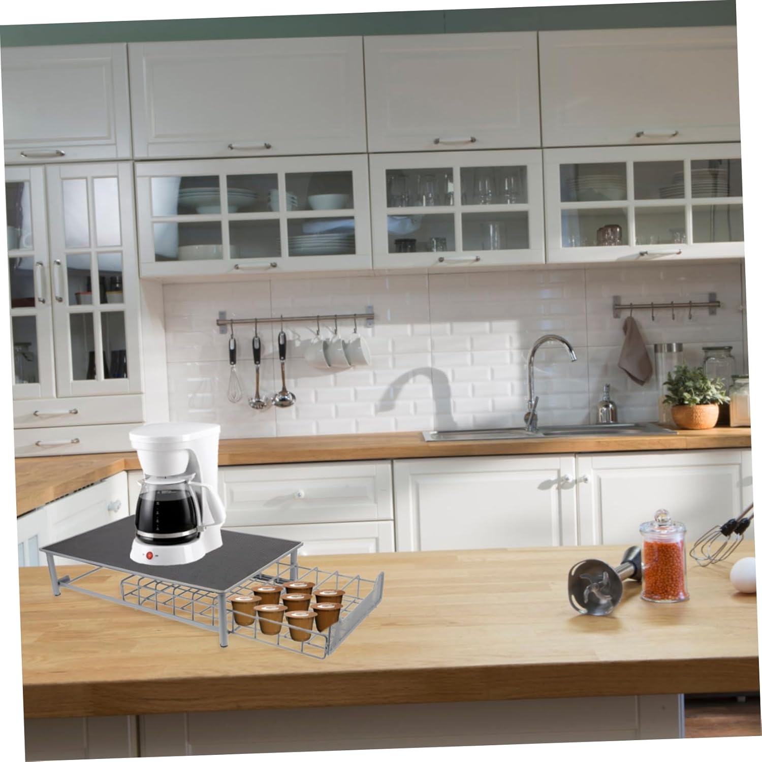 Amosfun 1Pc Type Coffee Capsule Holder Rack Large Capacity Coffee Pod Organizer with Noise Reduction Space-saving Design for Home Office and Cafe Countertop Storage