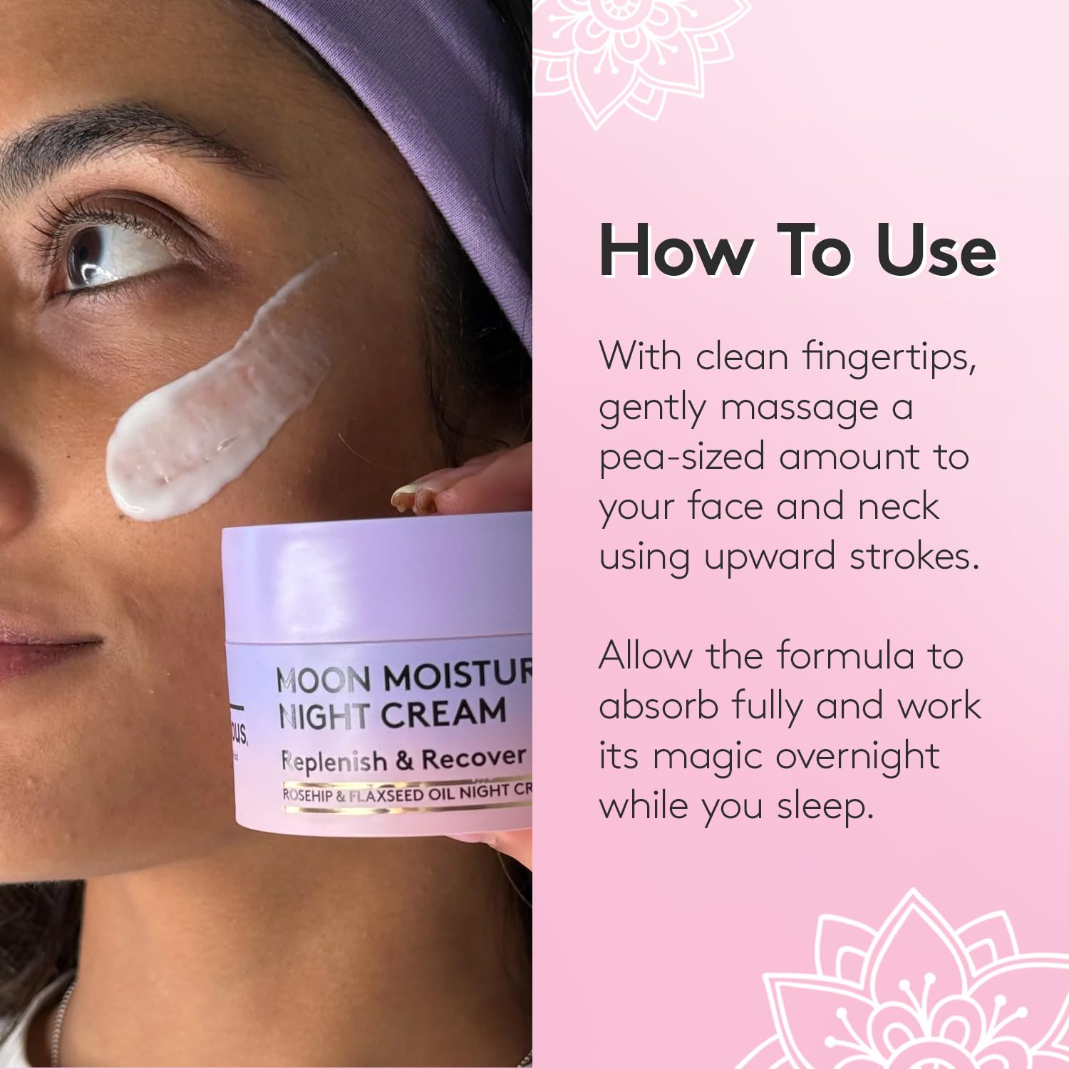 Delhicious Moon Moisture Night Cream, Hydrating Overnight Face Cream with Rosehip & Flaxseed Oil, Anti-Ageing & Brightening - Image 4