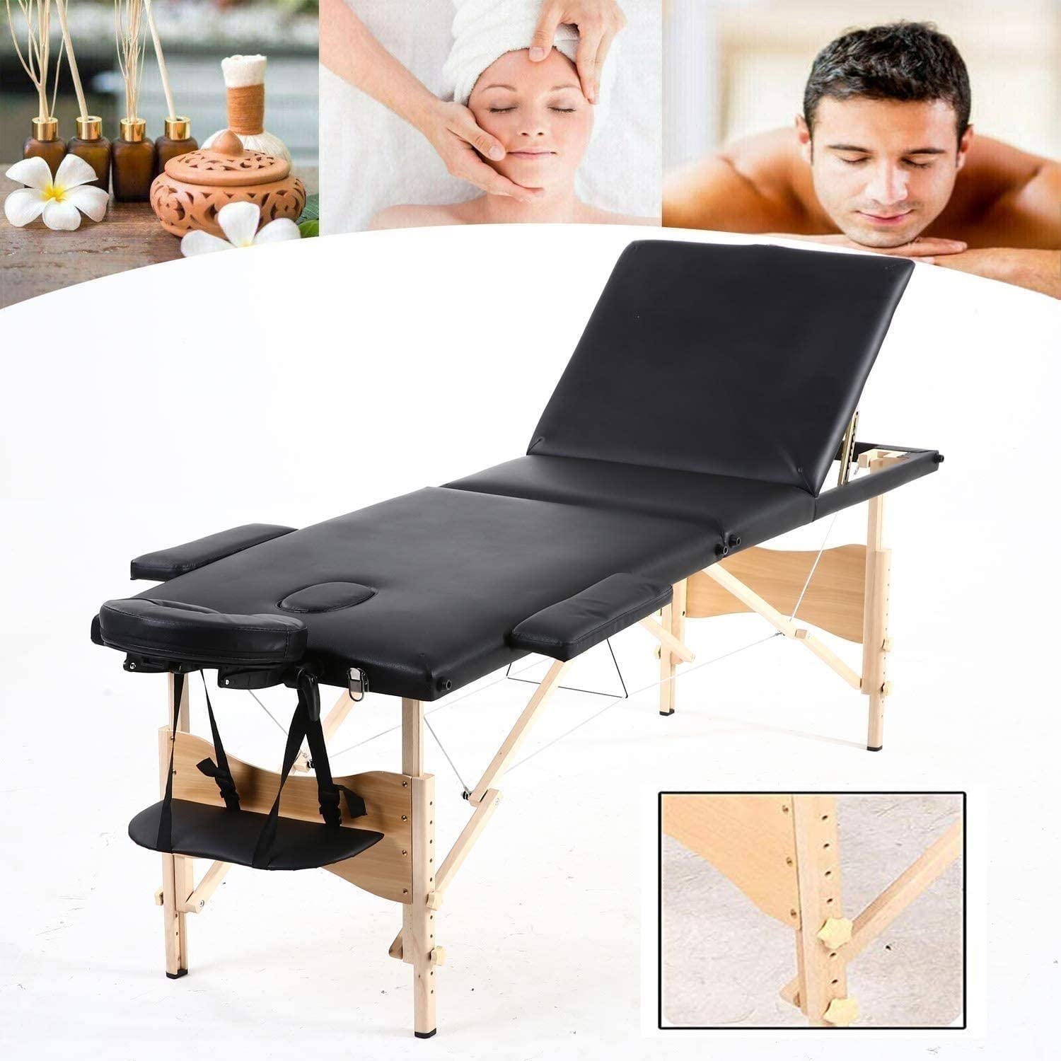 Lettino da Massaggio Portatile, Lettino da Massaggio, Lettino da Spa, Lettino da Terapia, Lettino da Salone Regolabile in Altezza, Letto Pieghevole, Adatto per Terapia, tat(