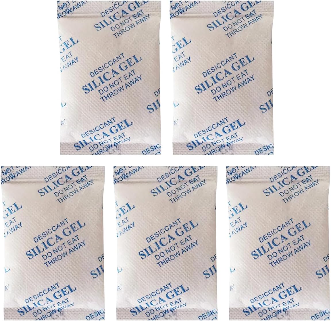 100 Gram 5 Packs Moisture Absorbers Silica Gel Desiccant Pockets Moisture Dehumidifier Absorber Bag for Storage