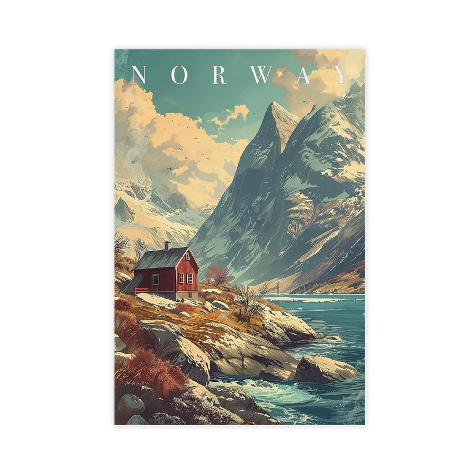 Bareronor Norway Fjord Canvas Poster for Office Decor Gift