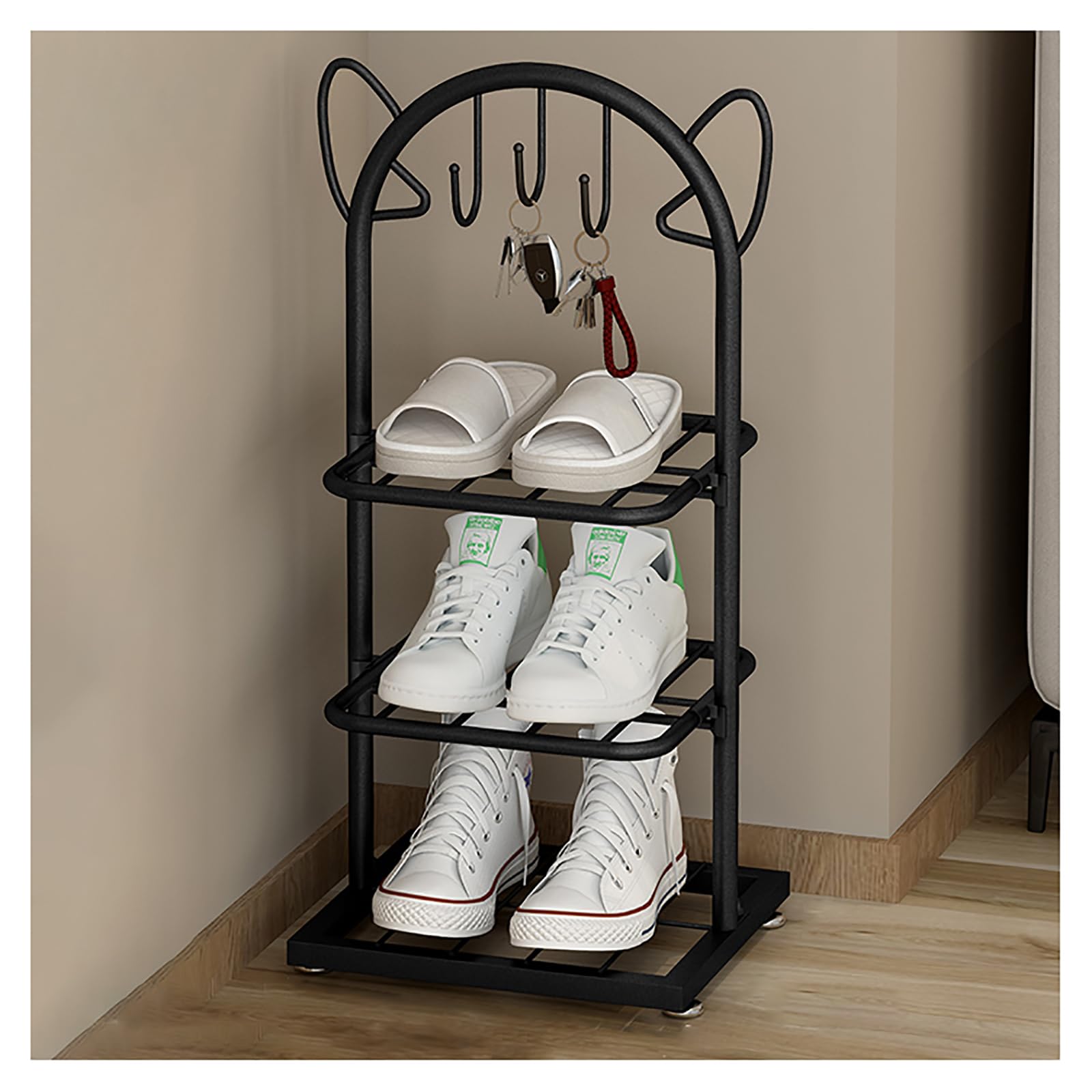 Étagère à chaussures étroite métal : organiseur vertical de rangement petit espace