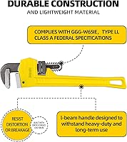 Vista 2 de DOWELL Llave de tubo de 18 pies - Acero fundido confiable y duradero para un uso duradero
