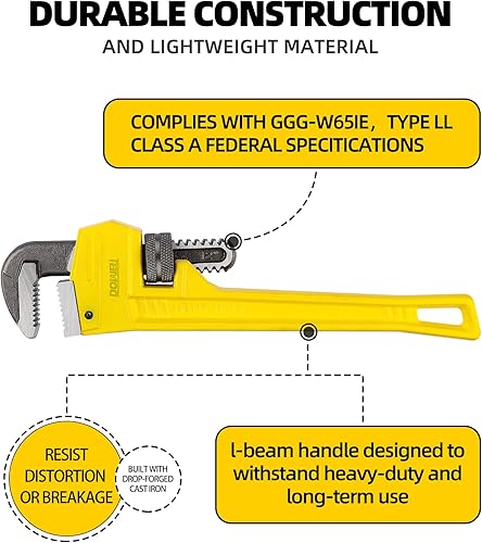 Miniatura 2 de DOWELL Llave de tubo de 18 pies - Acero fundido confiable y duradero para un uso duradero