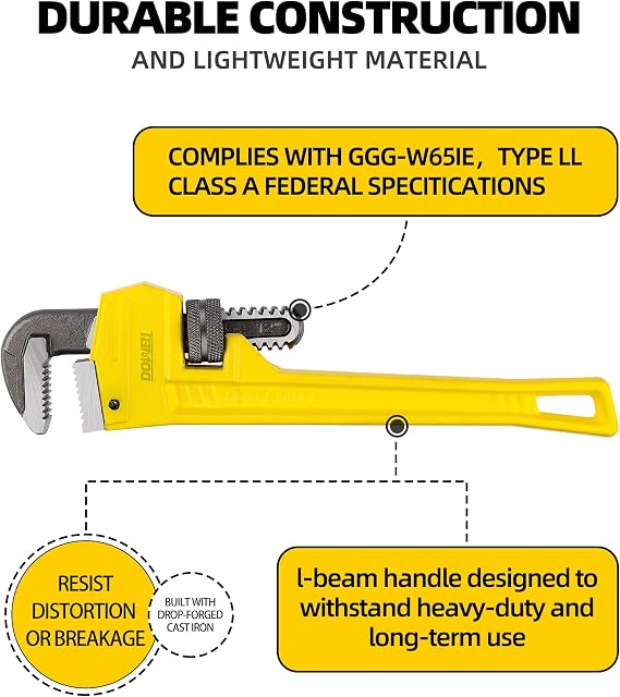DOWELL 10 Pipe Wrench, Plumbing Tools