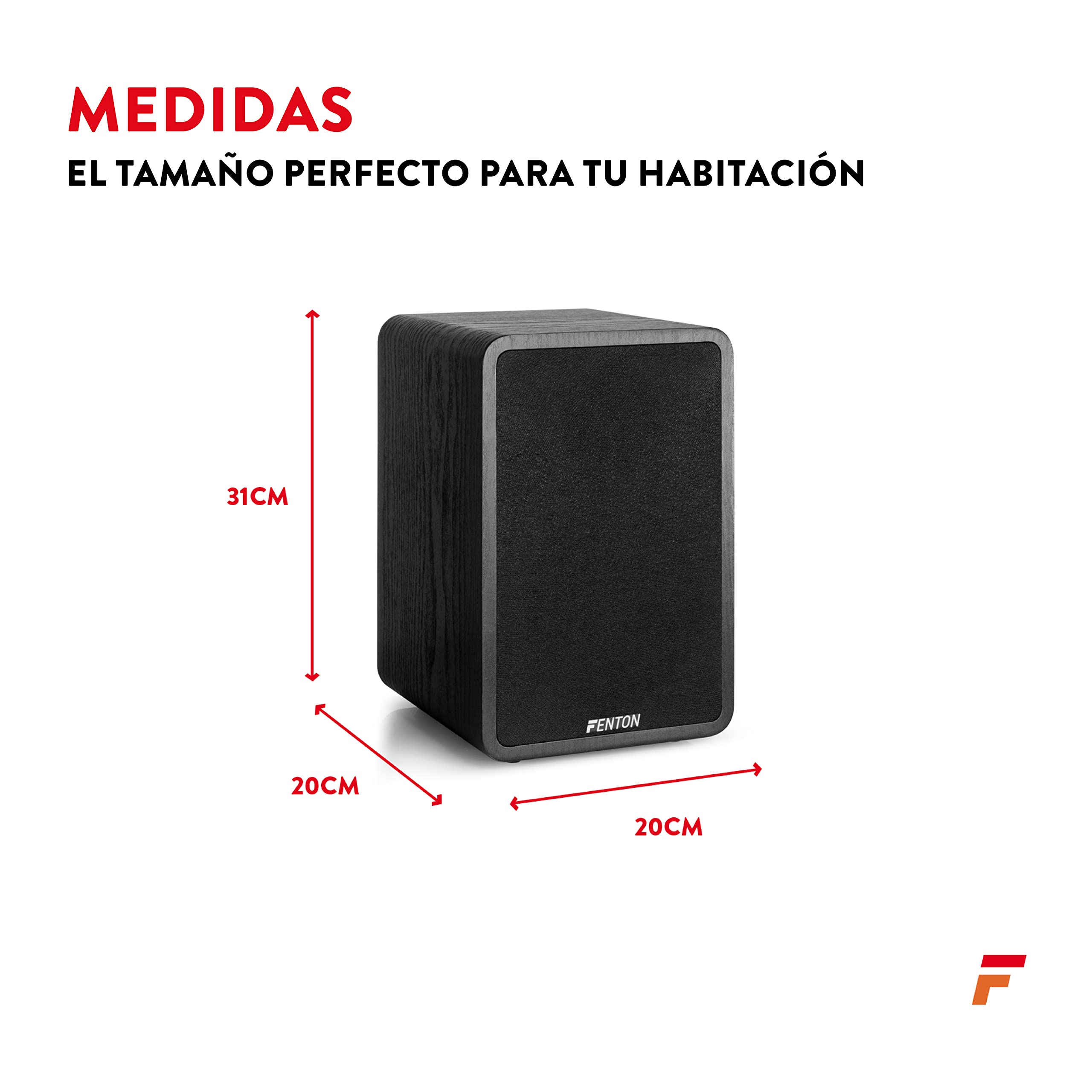 Fenton SHFB65 - Conjunto de Altavoces pasivos de estantería de 6,5 Pulgadas, 200 vatios, woofer de 6,5", Tweeter de 3", pies de Goma Antideslizantes, terminales de Tornillo, Ideal para HiFi estéreo