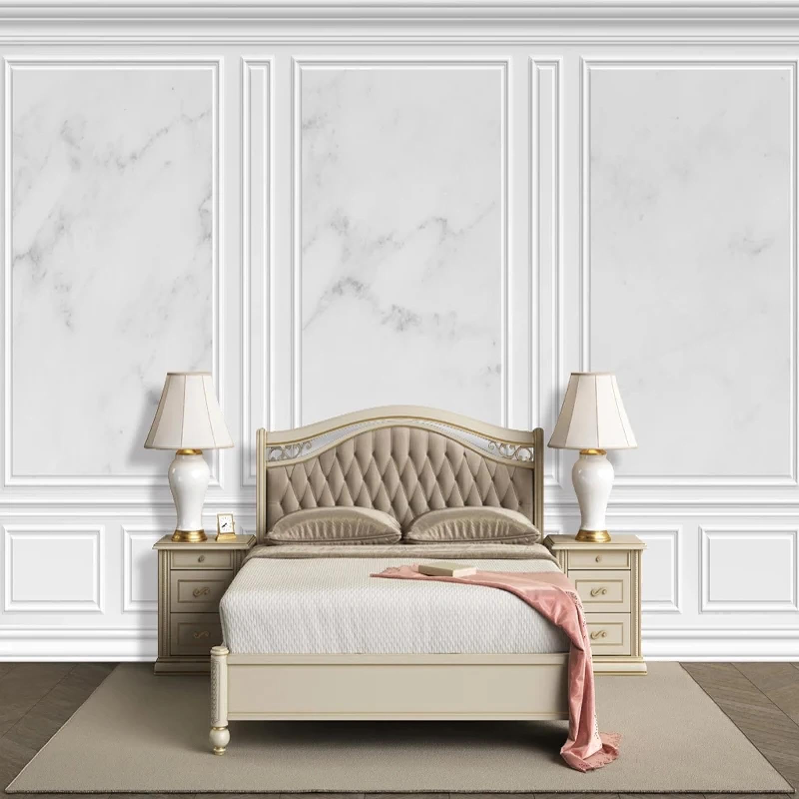 Papier peint autocollant PVC marbre blanc effet 3D relief pour revêtement mural intérieur