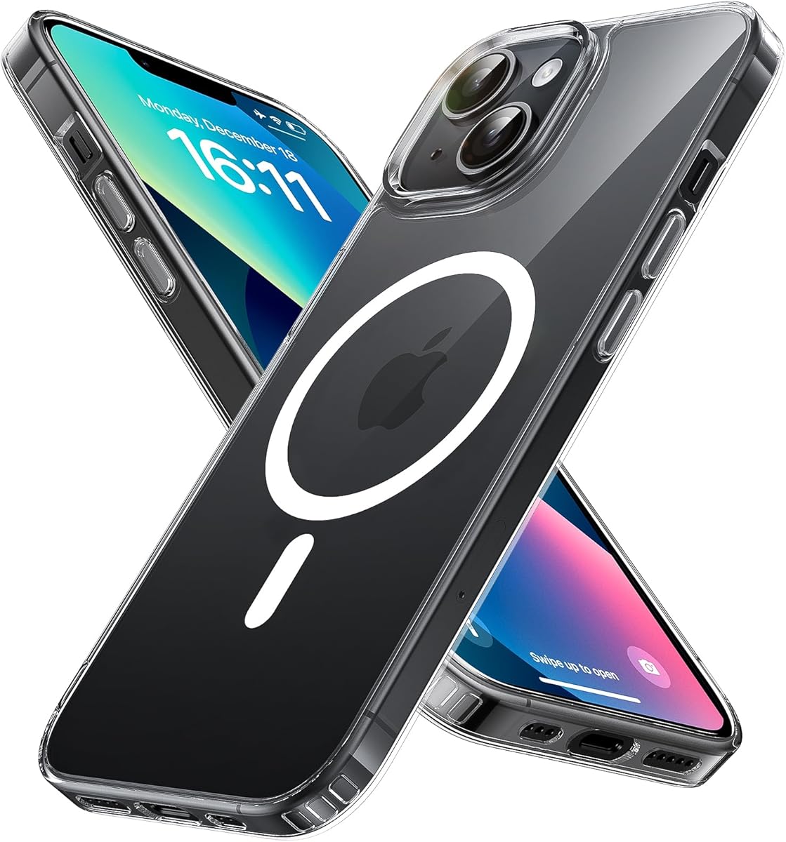 Strong Magnetic for iPhone 13/14 Case, Military Grade Drop Protection, Compatible with MagSafe, Shockproof Anti-Fingerprint Slim Phone Protective Cover for iPhone 13/14 (6.1"), Clear