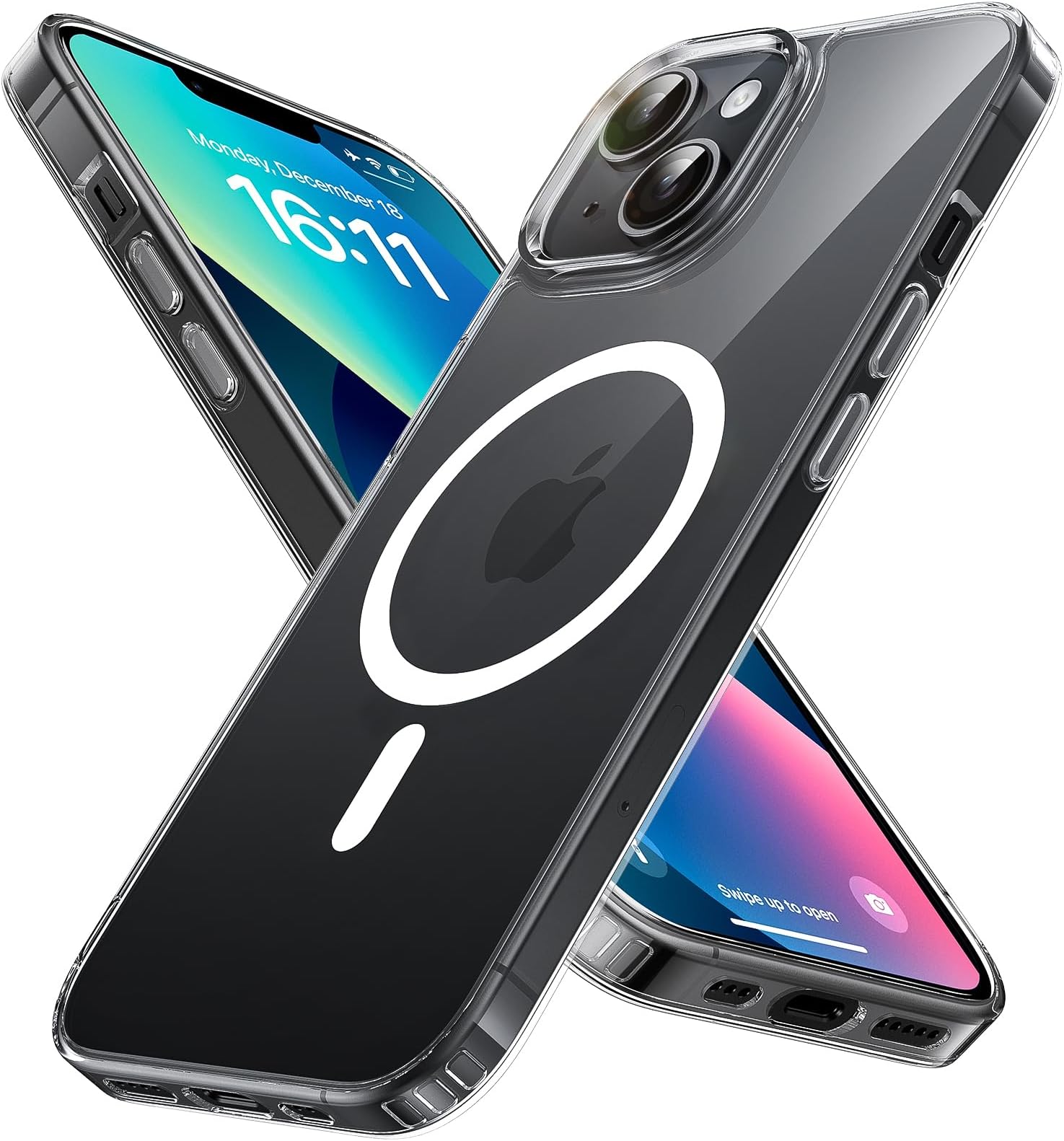 Magnetic for iPhone 13/14 Case, Military Grade Drop Protection, Compatible with MagSafe, Shockproof Anti-Fingerprint Translucent Slim Phone Protective Cover for iPhone 13/14 (6.1"), Clear