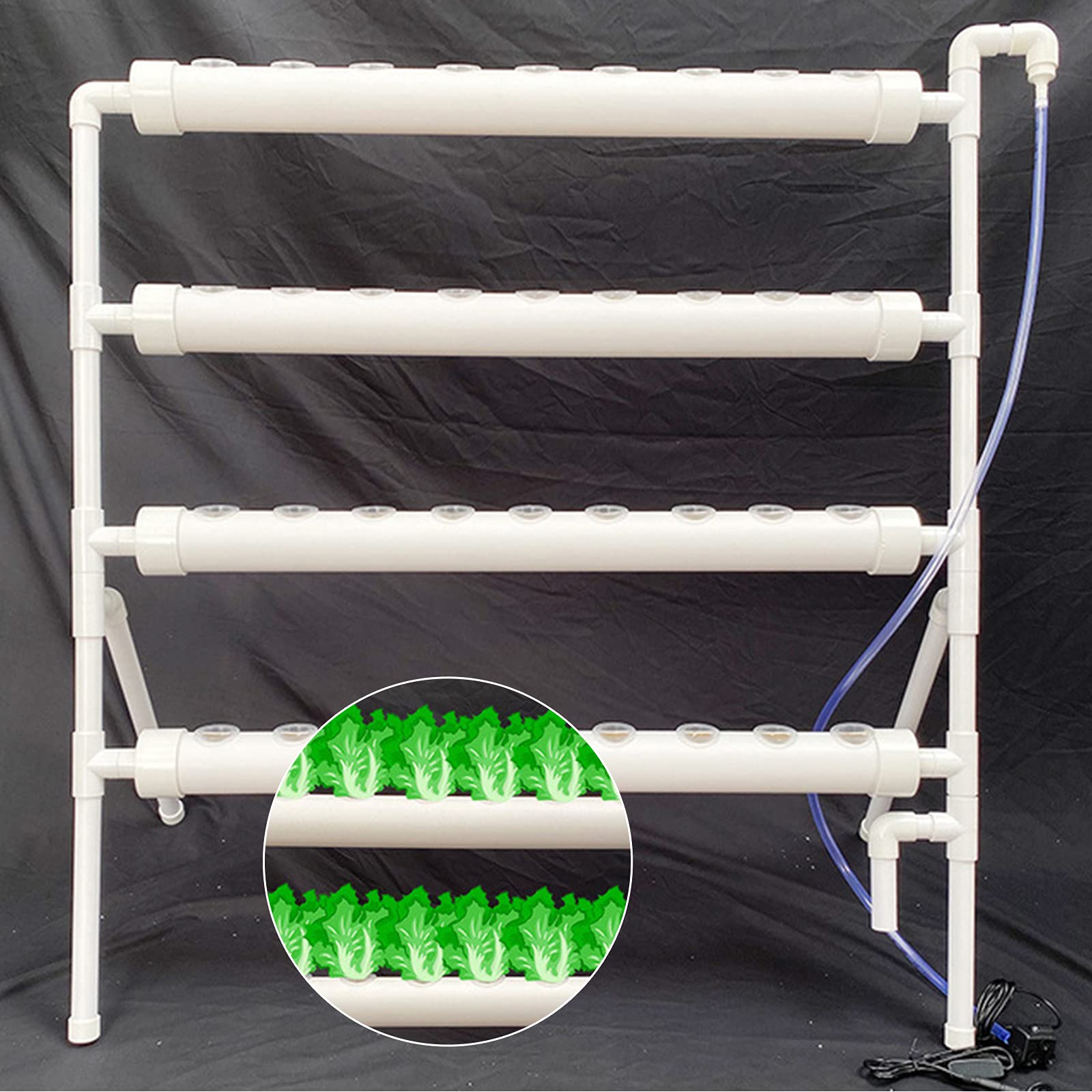 Hydroponic Grow Kit 36 fori 4 tubi. Sistema di piante idroponiche in PVC idroponico Pipe Home Sistemi di coltivazione delle piante senza terra per verdure idroponiche, insalata, fiori frutta pavimento