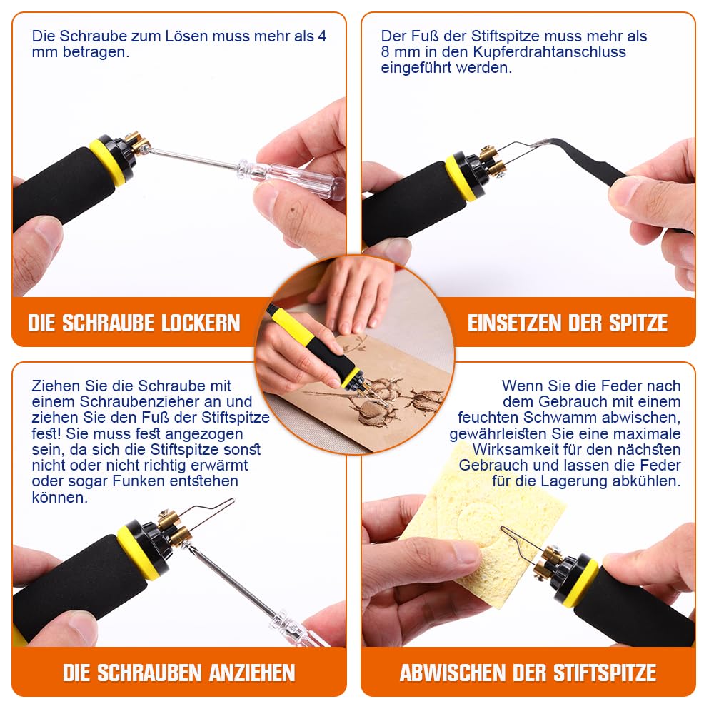 165-tlg Brandmalstation, 100W Brandmalerei und Lötkolben set, 5x Lötspitzen & Zwei Stift, Holzbrenner Brennkolben Brandmalgeräte, Lötstation Lötset Soldering Iron, Temperatur Einstellbar 0-750°C