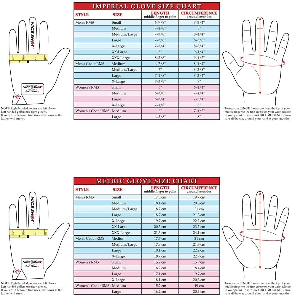 Nice Shot Trident Golf Glove with Power Grip Strips in Premium White Cabretta Leather