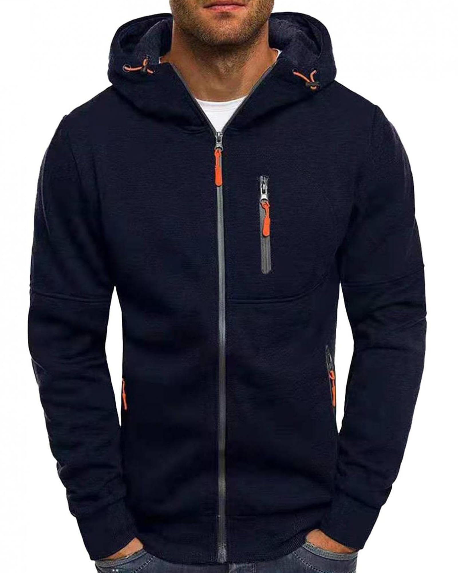 NANAMEEIMens Zipped Hoodie Sweatshirt Mens Pullover Hoodies Jumper Jacket