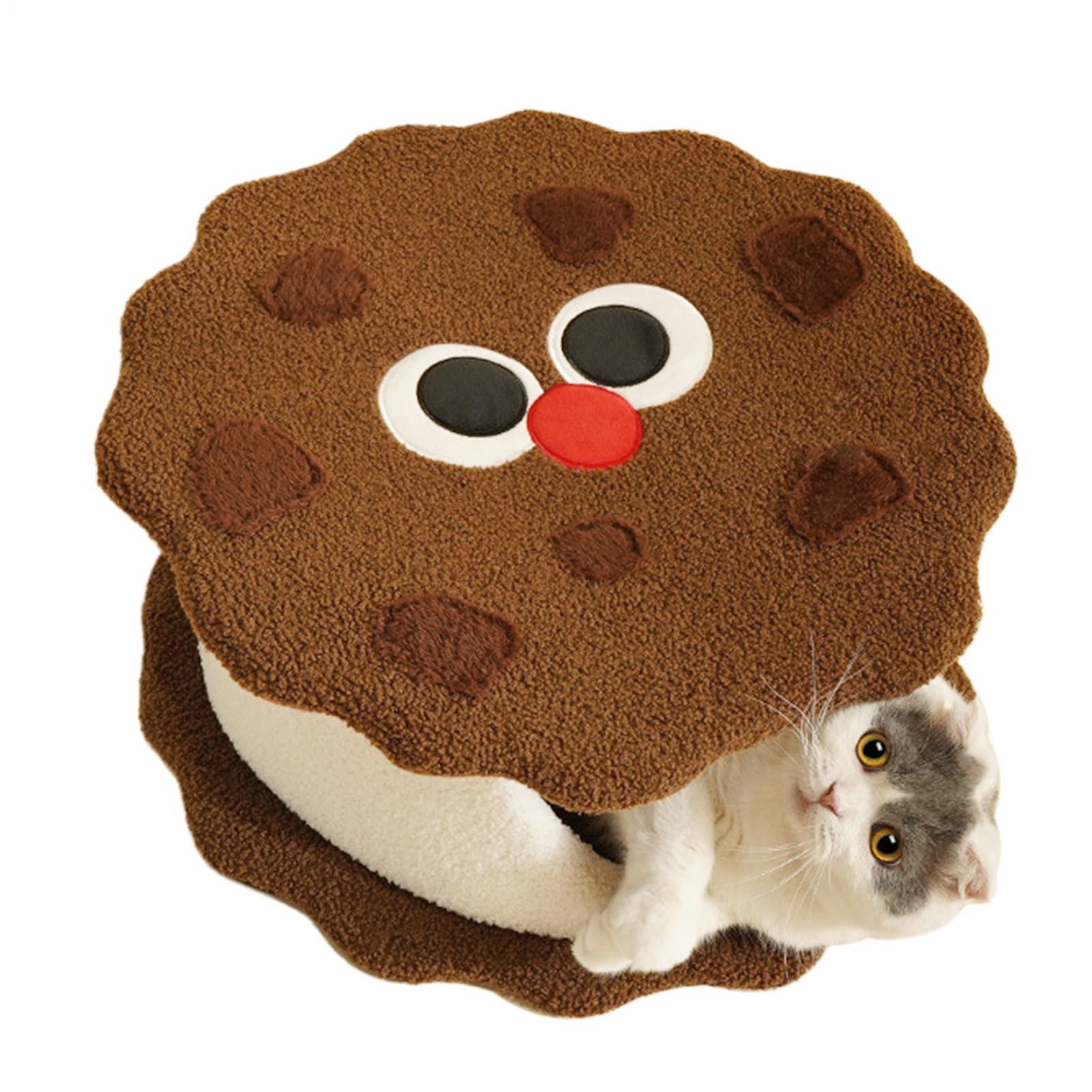 Cama para gatos desmontable con formato cueva acolchada para invierno