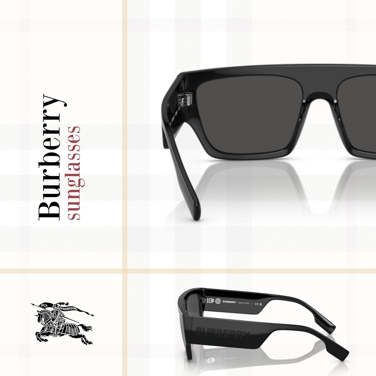 BURBERRY BE4397U Micah Square Sunglasses For Men + BUNDLE With Designer iWear Complimentary Eyewear Kit