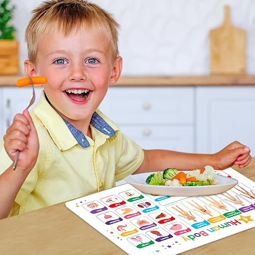 Miniatura 9 de Simply Magic Discovery - Juego de 5 manteles individuales educativos para niños, manteles individuales antideslizantes para mesa de comedor,