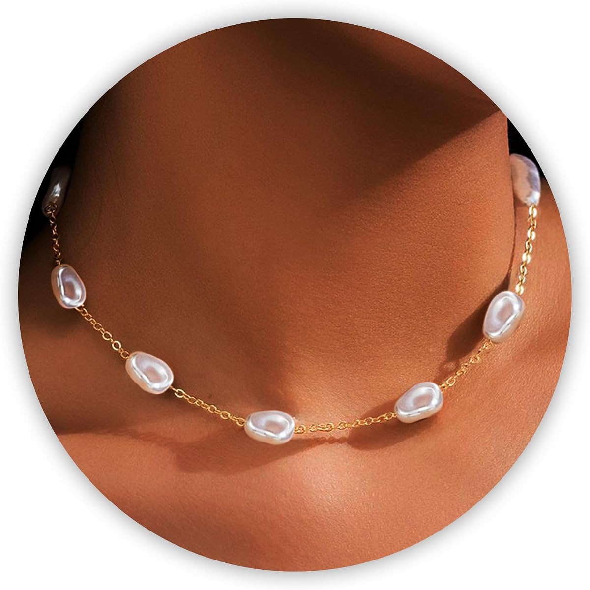 SmileBelle Pearl Necklaces for Women, 18K Gold Daisy Choker for Women's | Pearl Strand Necklaces as Summer Gifts for Teens, Silver Daisy Flower Gifts, 3 Pearls White Necklace as Bridesmaid Gift