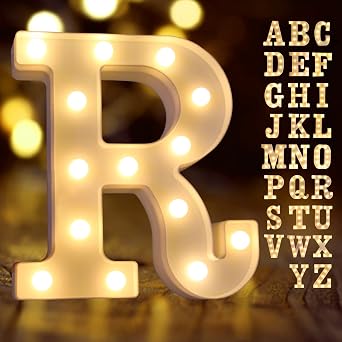 Laerjin Light Up Letters Marquee Letters with Lights Decorative LED Light Up Numbers Light Up Number Signs Night Lights for Wedding Birthday Party Christmas Home Bar - Letter Light - R