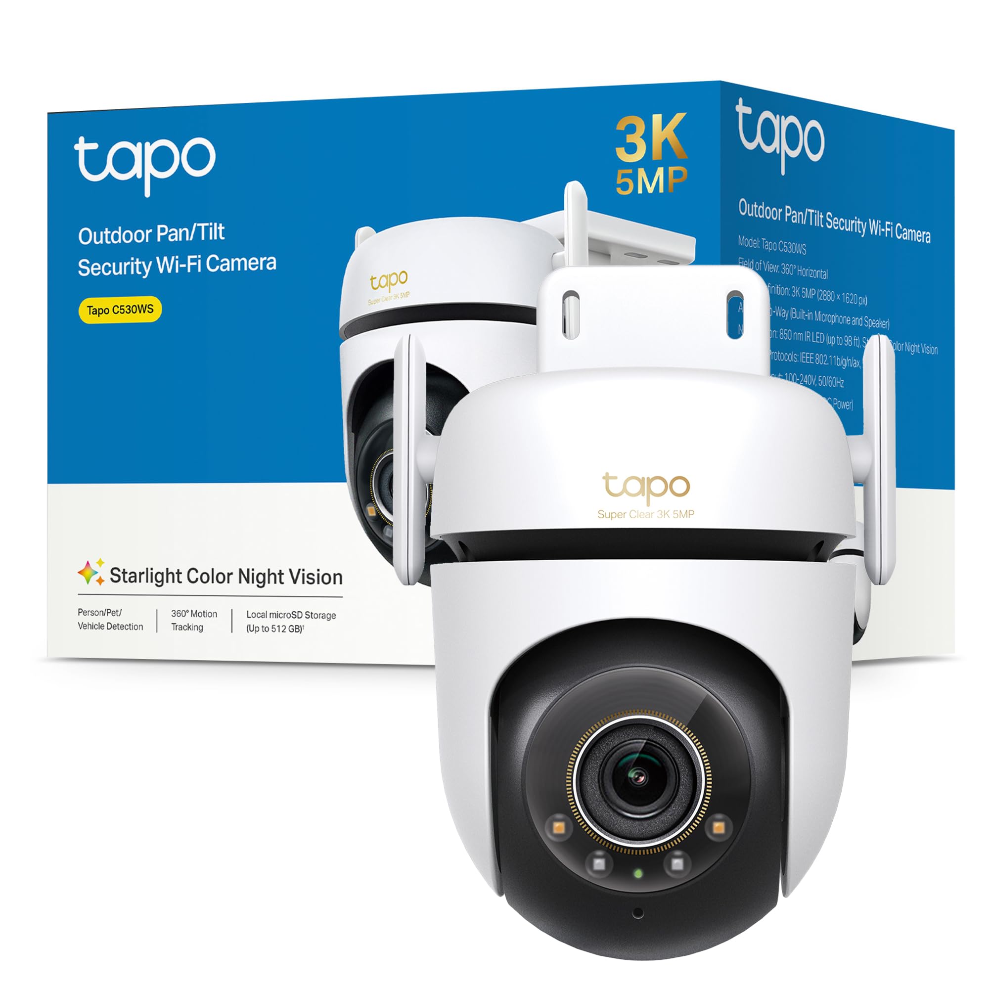 Tapo C530WS - Cámara Seguridad Exterior 360° 3K 5MP, Visión