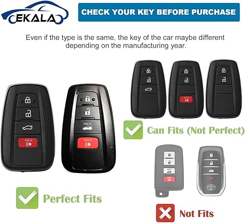 Miniatura 2 de EKALA Funda para llavero Toyota con llavero de 4 botones de TPU suave, funda para llavero para Toyota Highlander, Corolla, Camry, C-HR, RAV4,