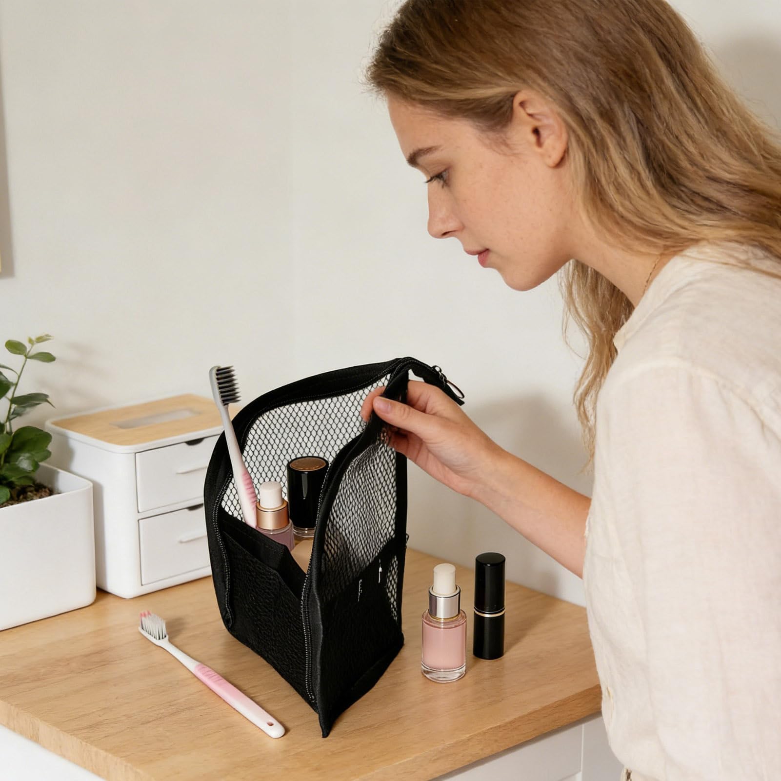 Borsa per spazzolino da denti, custodia autoportante, impermeabile, da viaggio, con porta spazzolino da denti, per penne, hotel, vacanze, viaggi su strada