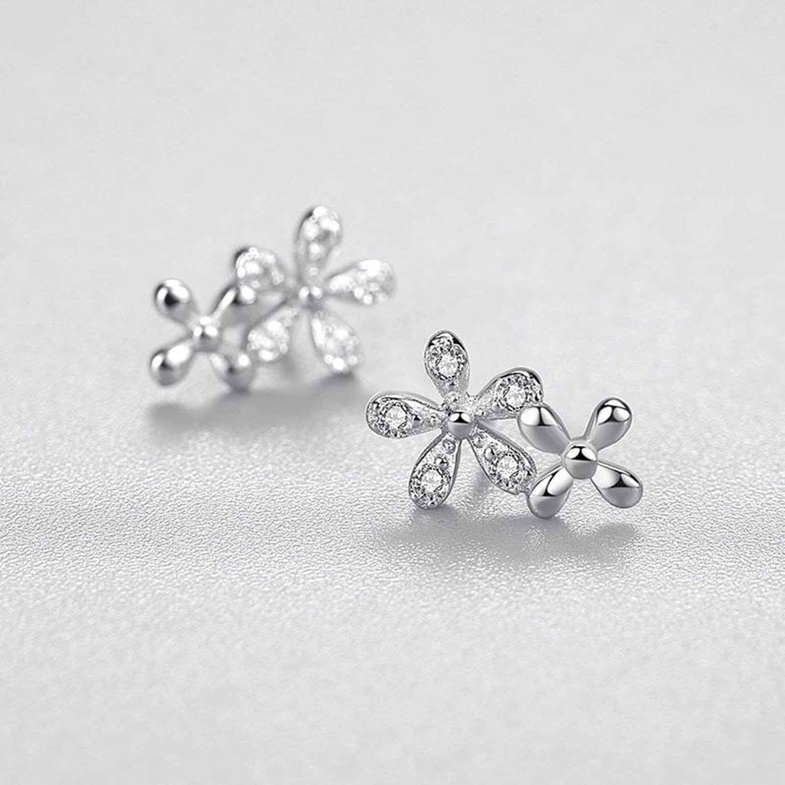 Pendientes de oro blanco de 9 quilates Au375, joyas auténticas con moissanita, flores de oro de 9 quilates