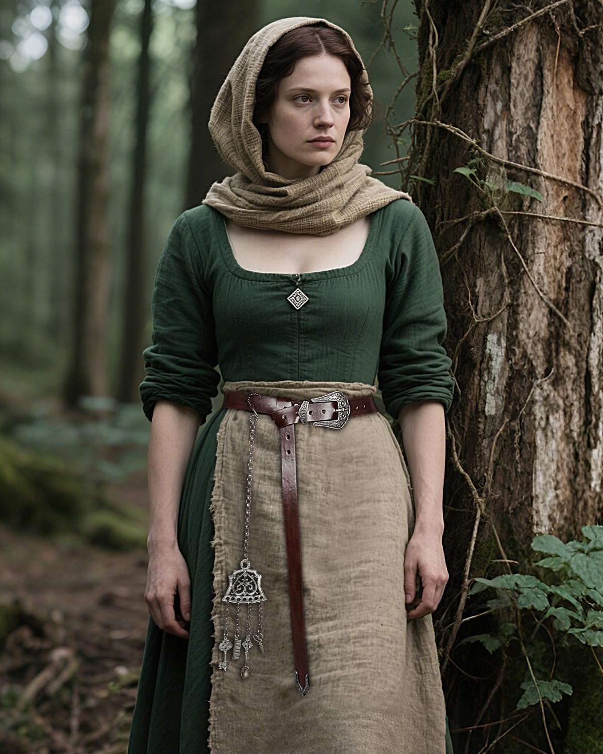 L'VOW Viking Leather Belt with Hanging Chain Set Renaissance LARP Accessory Medieval Cosplay - Image 5